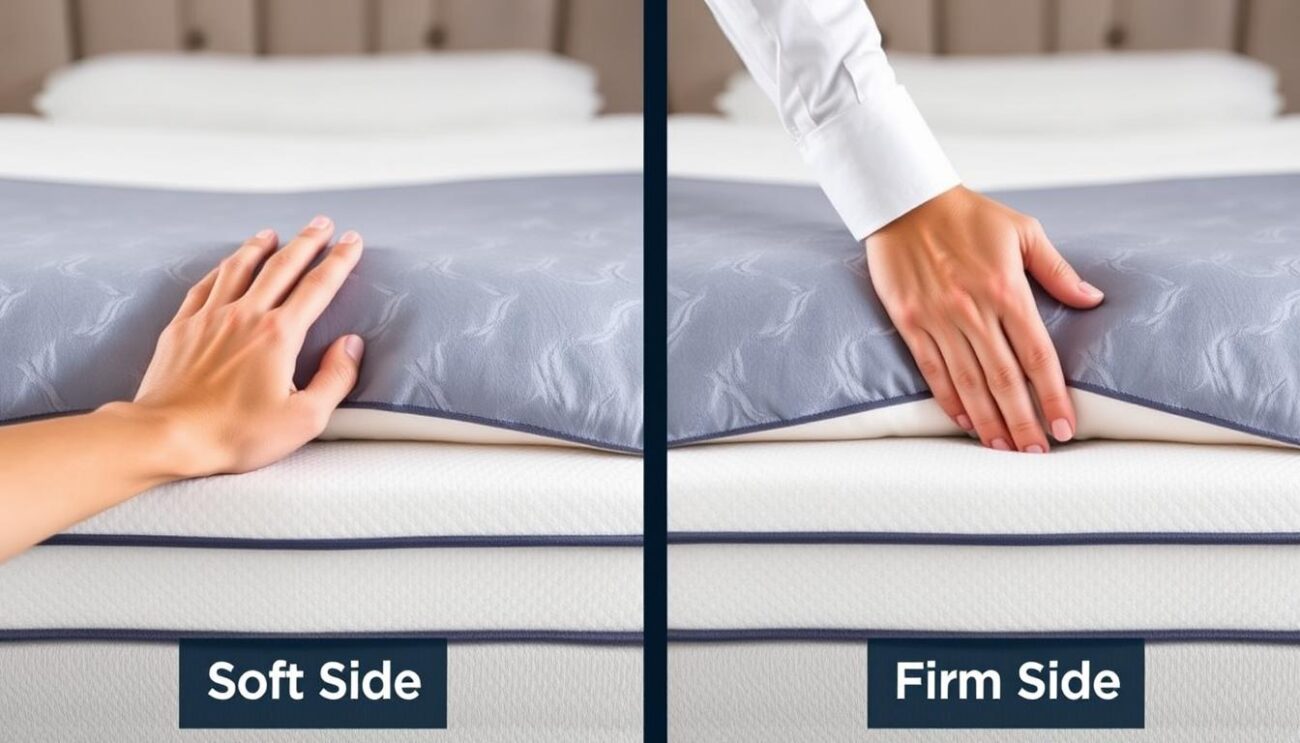 Comparison of soft and firm sides of a dual comfort mattress